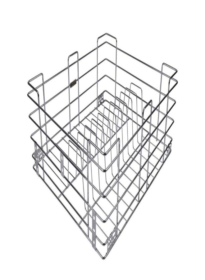 IZMAH Modular Kitchen Stainless Steel Multipurpose Kitchen Storage Cabinet Basket (19 * 20 INCH) + 2 Shelves Pullout Basket with 4 Set Telescopic Drawer Channel 20 INCH - Image 5